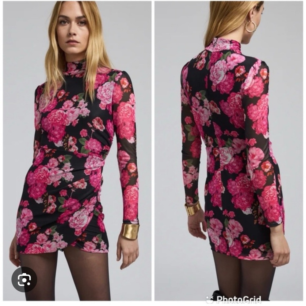 Generation Love Black and Pink Floral Long Sleeve Dress
